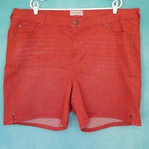 Molly & Isadora Red Coral Denim Shorts 24W Crop